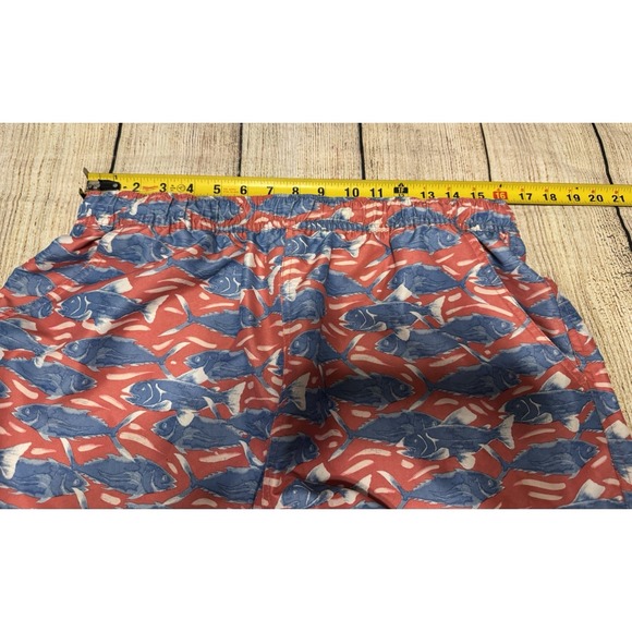 Mens Vineyard Vines Swim Trunks Shorts Sz L Blue Red/Pink Fish w/Pockets TubT - Picture 3 of 6